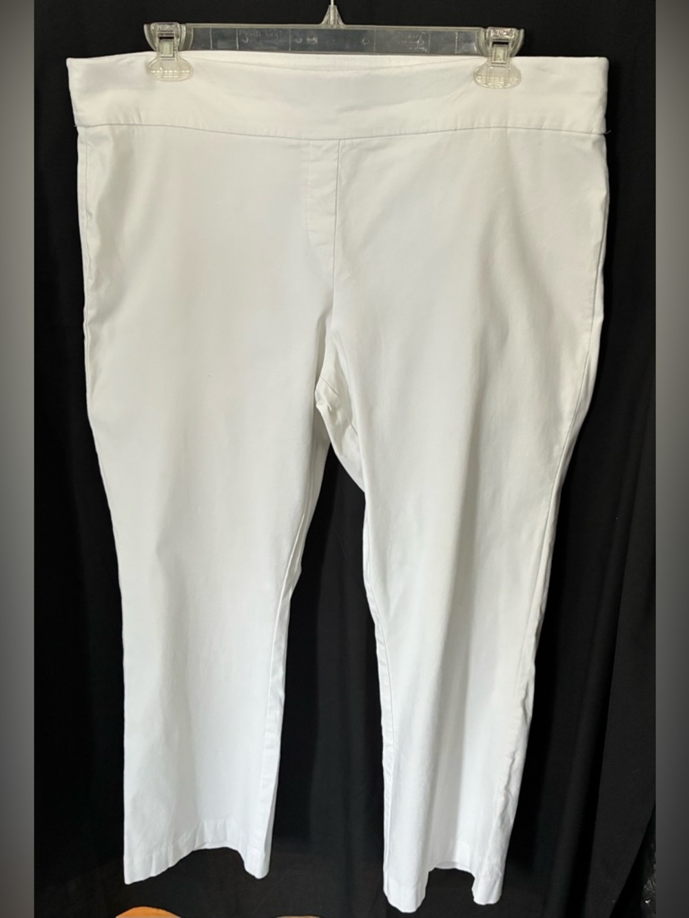 Rekucci 20Wpetite white pull on ankle pants no pockets stretch